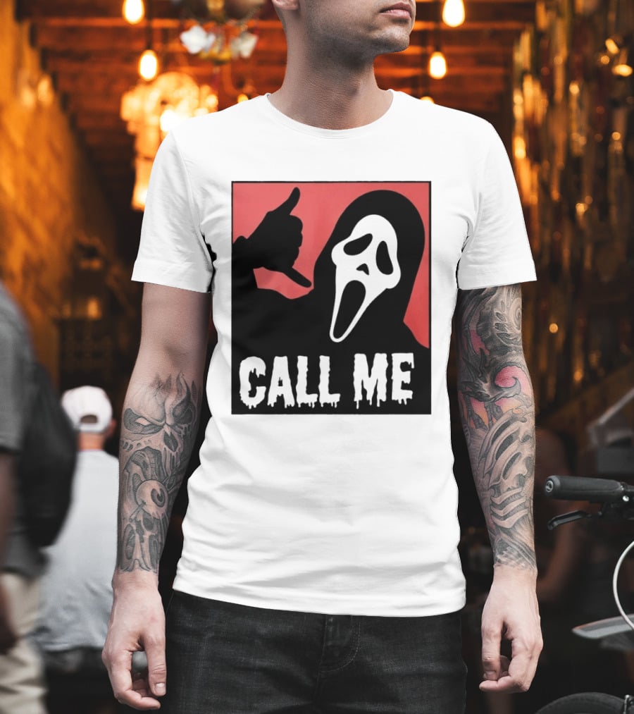 Ghostface Call Me Horror Halloween Scream T-Shirt
