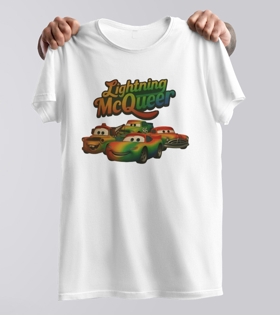 Lightning McQueer Pride Cars Movie Characters Rainbow T-Shirt