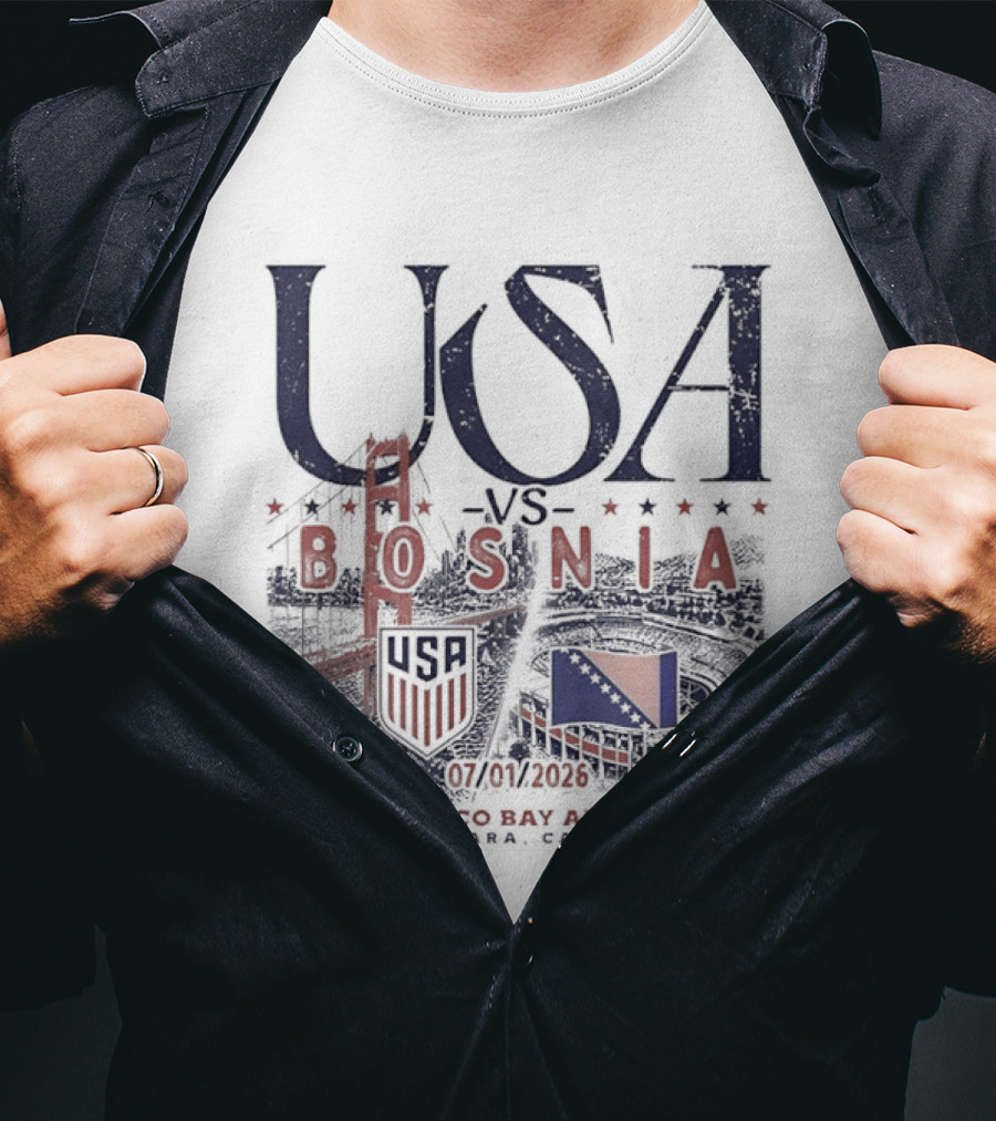 USA Vs Bosnia San Francisco Bay Area Stadium July 2026 Match Up T-Shirt