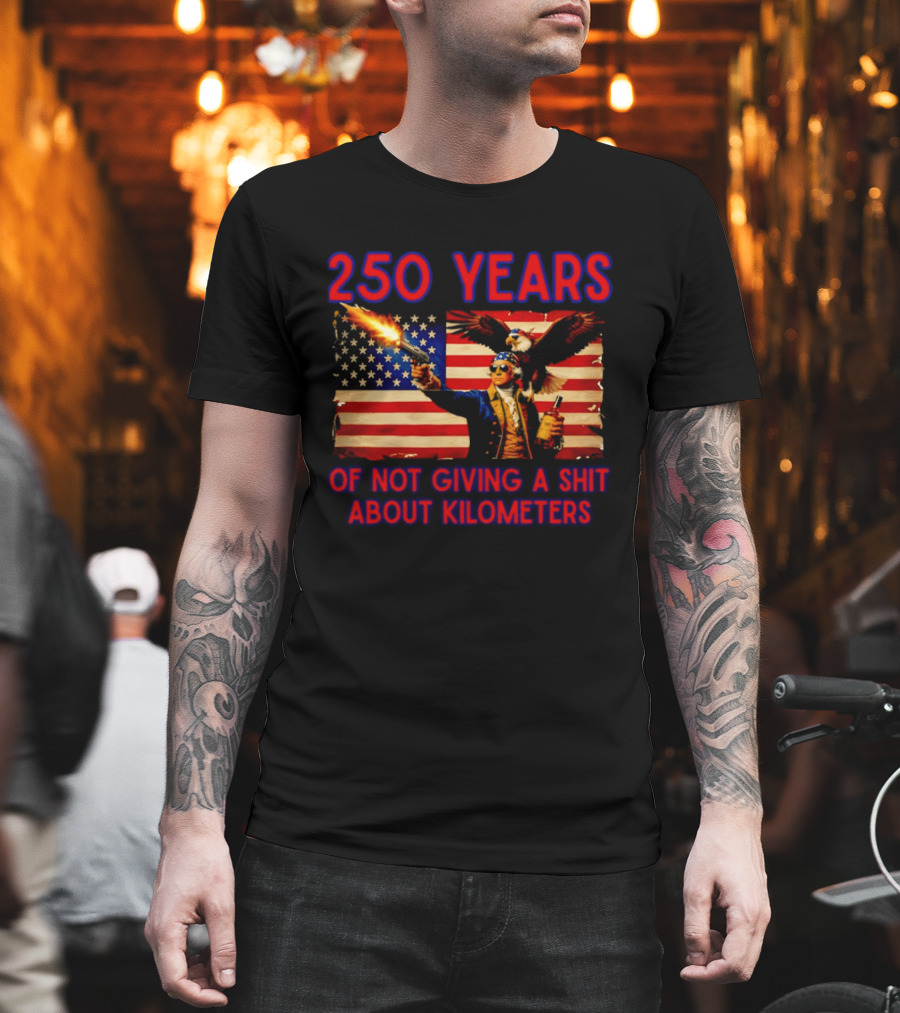 250 Years American Flag Patriotism With Bald Eagle And Firearm T-Shirt