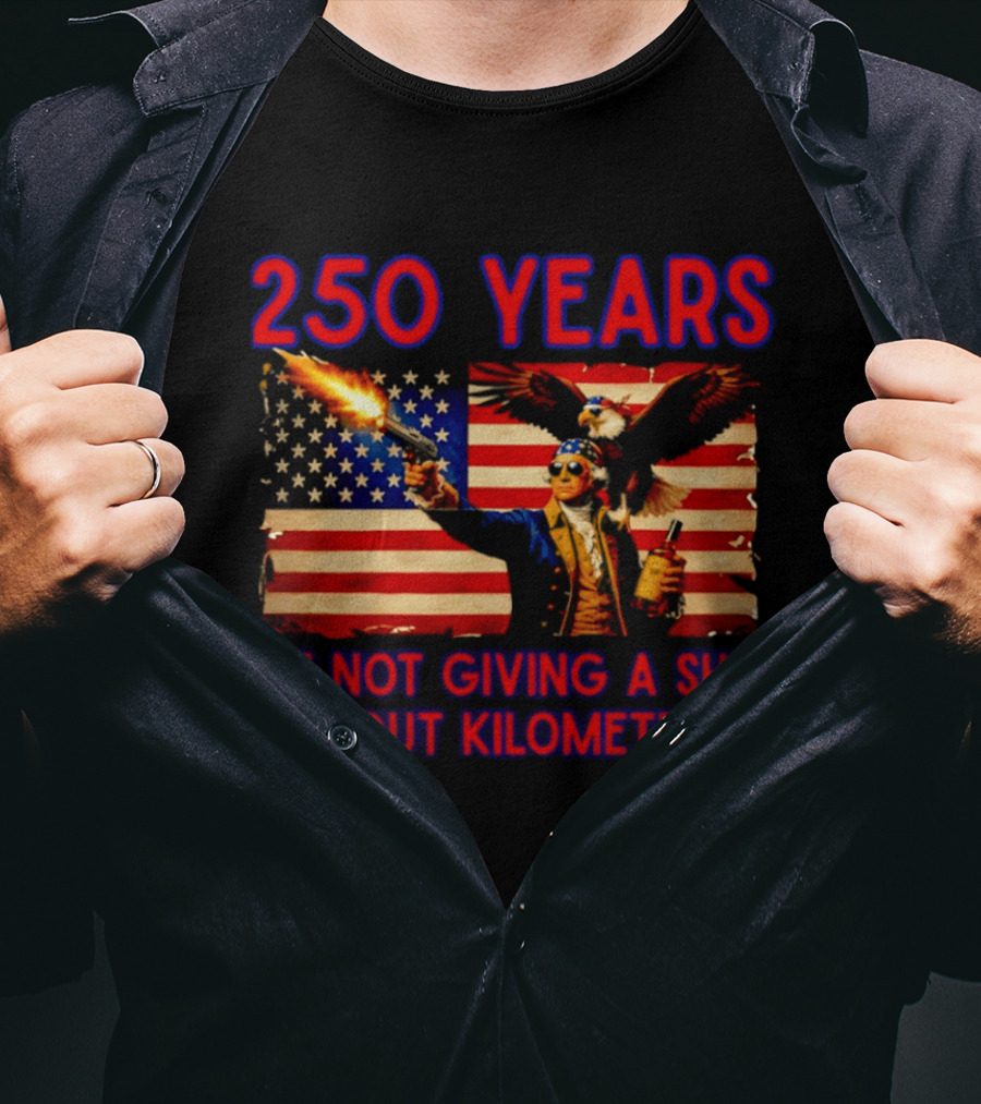 250 Years American Flag Patriotism With Bald Eagle And Firearm T-Shirt