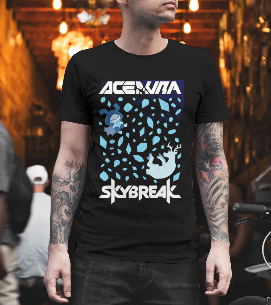 Ace Aura Skybreak EDM Music Artistic Falling Character And Deer With Blue Leaves T-Shirt