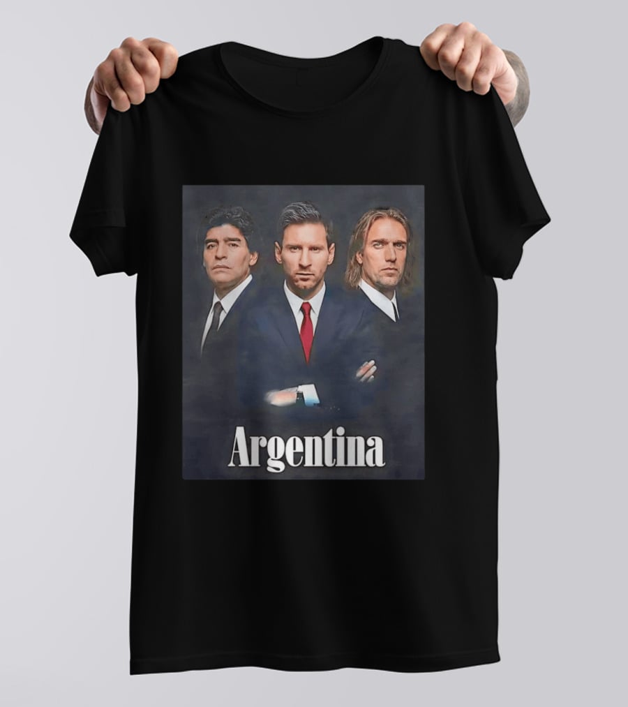 Argentina Legends Diego Maradona Lionel Messi Mario Kempes T-Shirt
