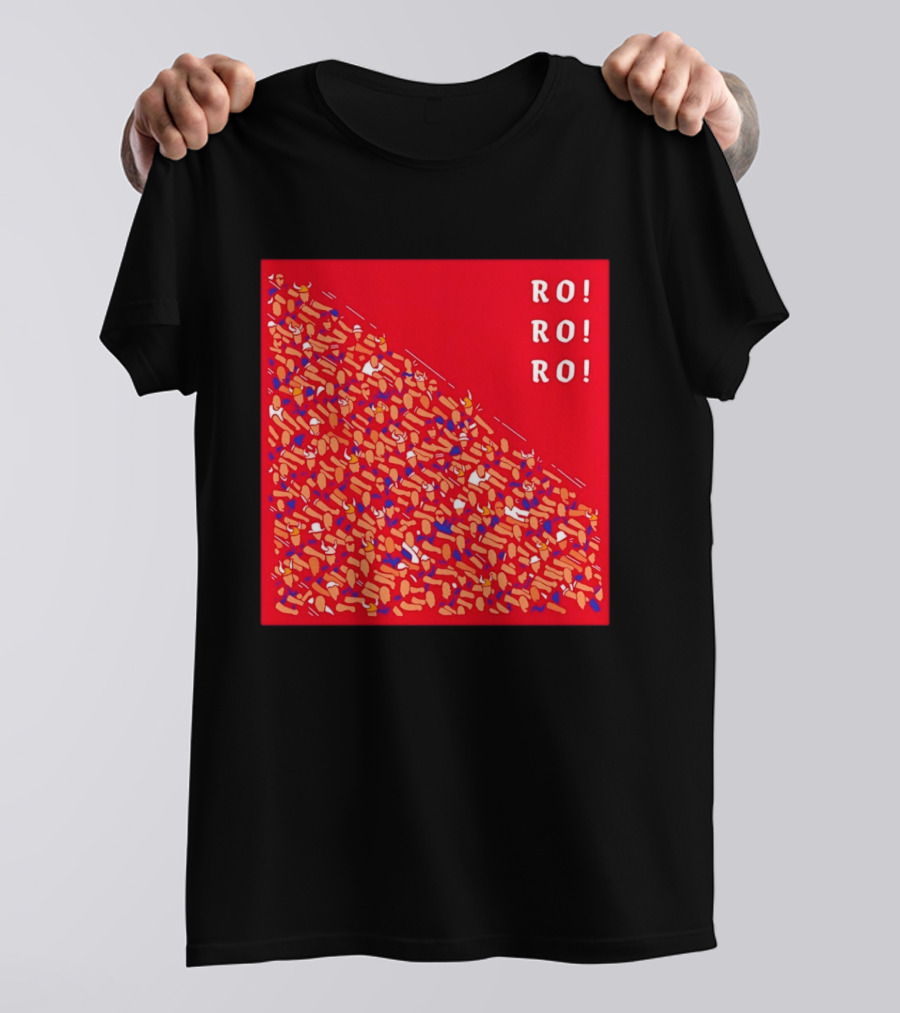 Ro Ro Ro Viking Helmet Crowd Art Red T-Shirt