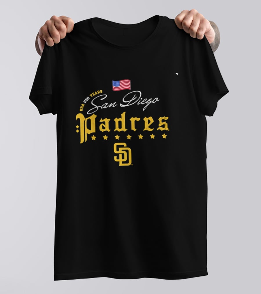 San Diego Padres USA 250 Years 4th Of July Celebration Stars And Stripes Edition T-Shirt
