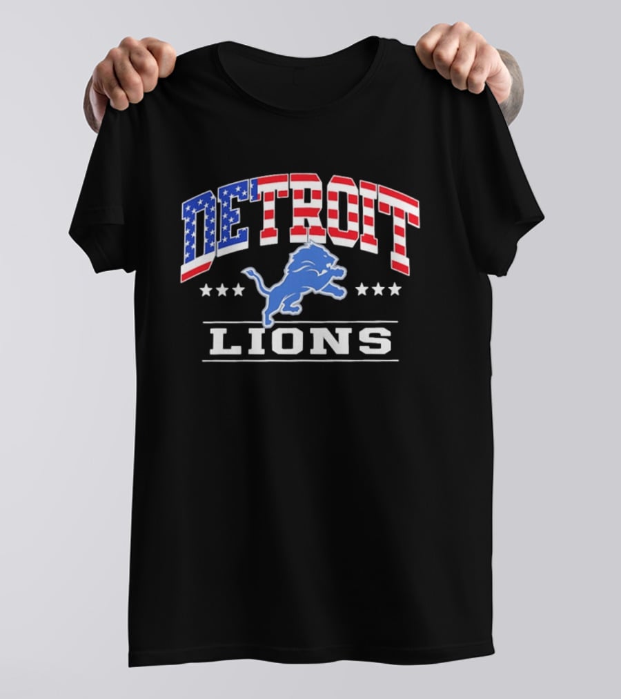 Detroit Lions 1776 2026 250 Years 4th Of July American Flag NFL Team Stars And Stripes T-Shirt