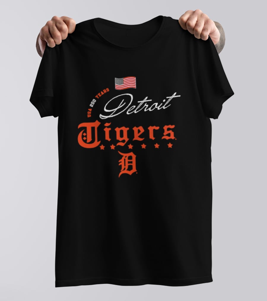 Detroit Tigers 250 Years USA Celebration Happy 4th Of July T-Shirt