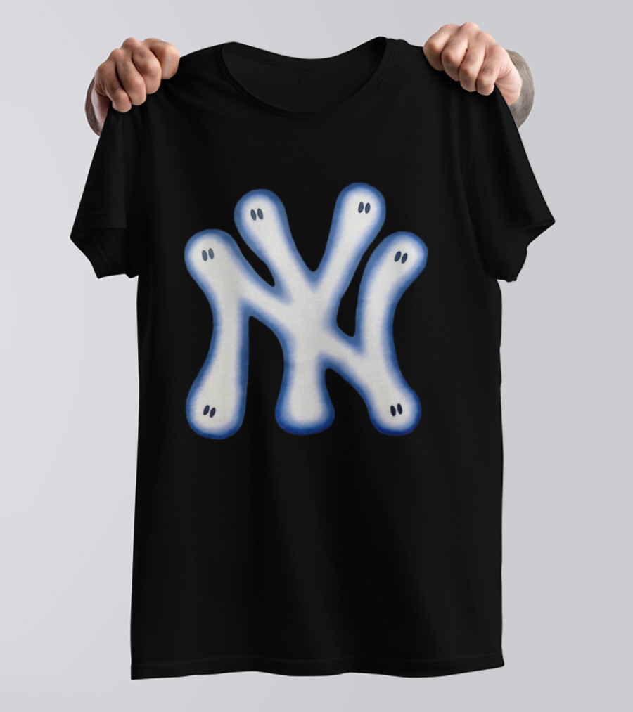 New York Yankees Ghostly Logo With Spooky Eyes T-Shirt