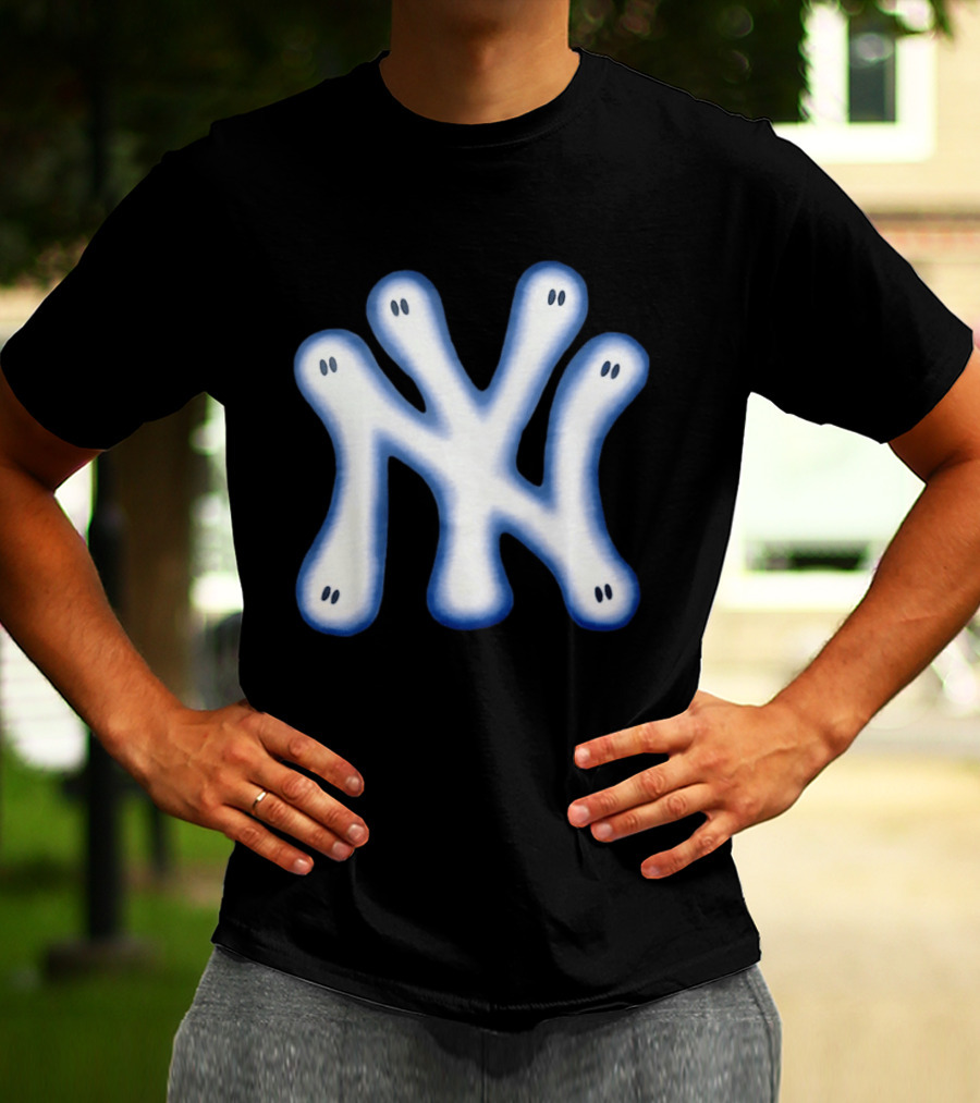 New York Yankees Ghostly Logo With Spooky Eyes T-Shirt