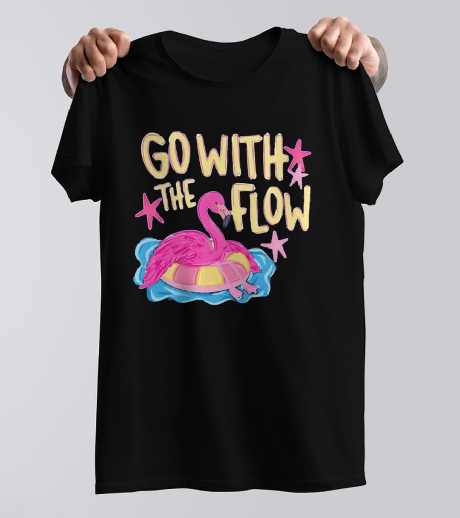 Go With The Flow Flamingo Summer Tropical Vibes T-Shirt