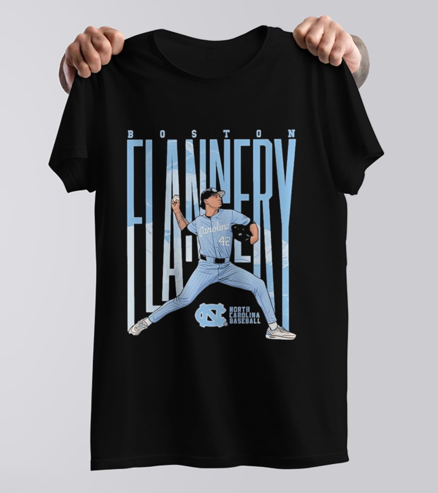 Boston Flannery North Carolina Tar Heels Baseball Carolina 42 T-Shirt