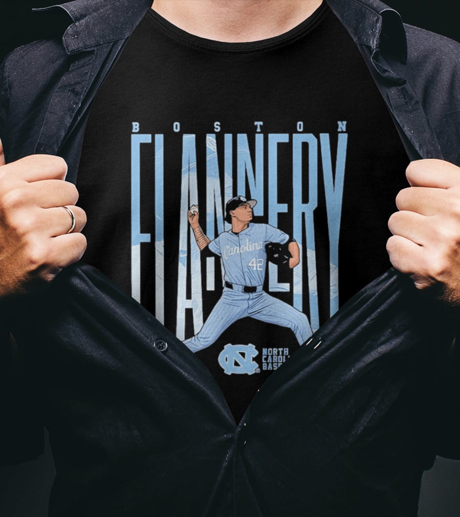 Boston Flannery North Carolina Tar Heels Baseball Carolina 42 T-Shirt