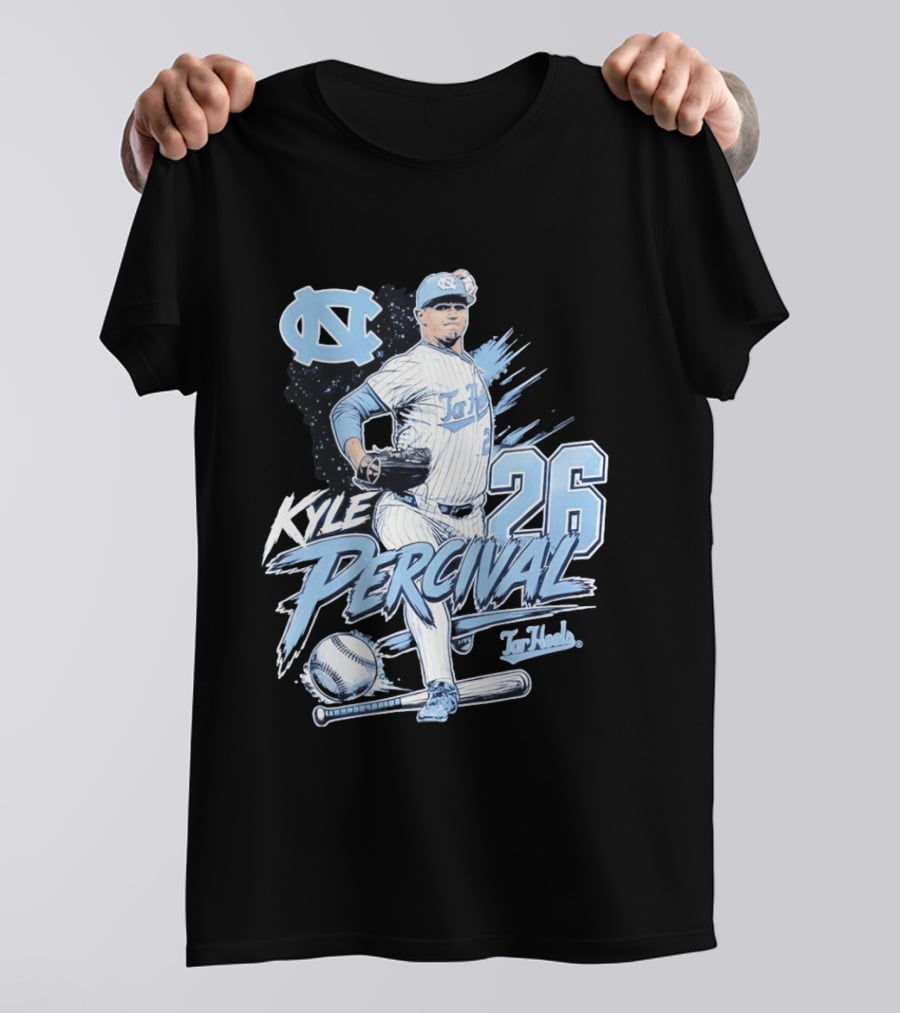 North Carolina Tar Heels Kyle Percival 26 Baseball Pitcher T-Shirt
