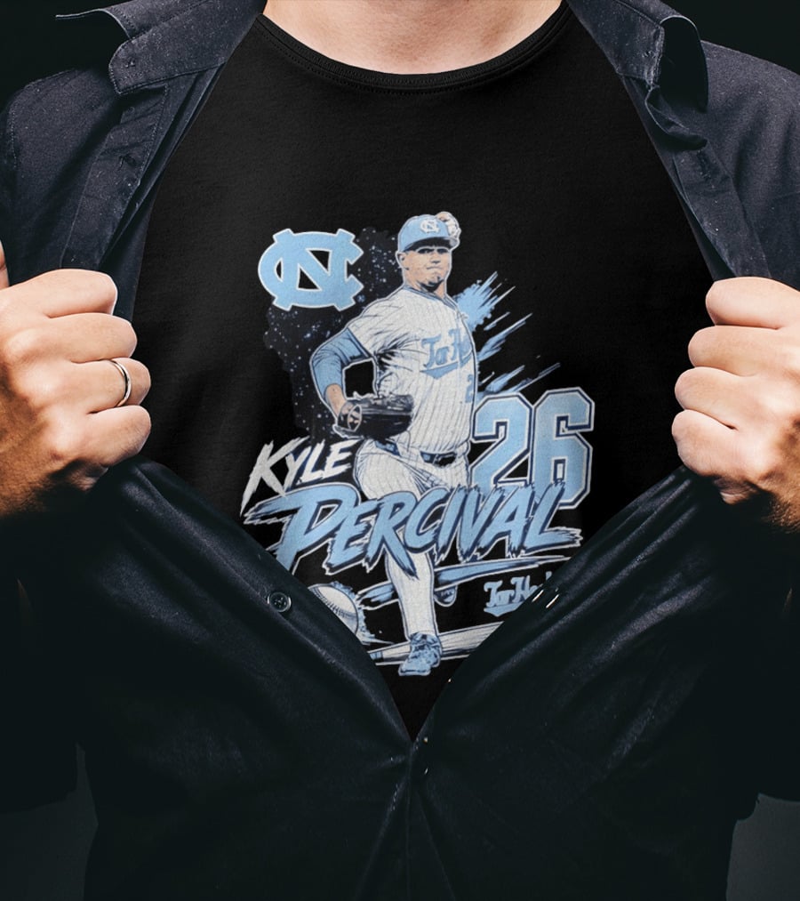 North Carolina Tar Heels Kyle Percival 26 Baseball Pitcher T-Shirt
