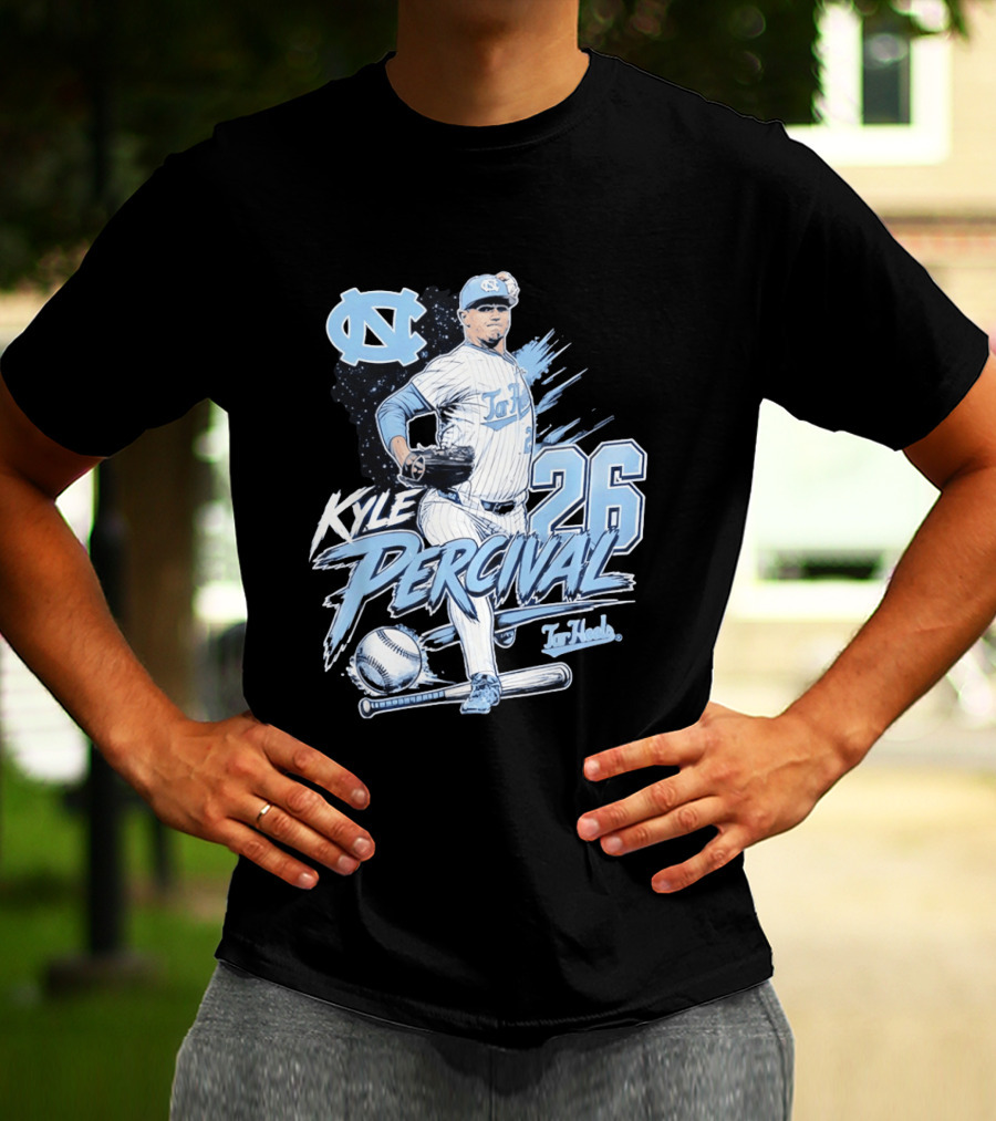 North Carolina Tar Heels Kyle Percival 26 Baseball Pitcher T-Shirt