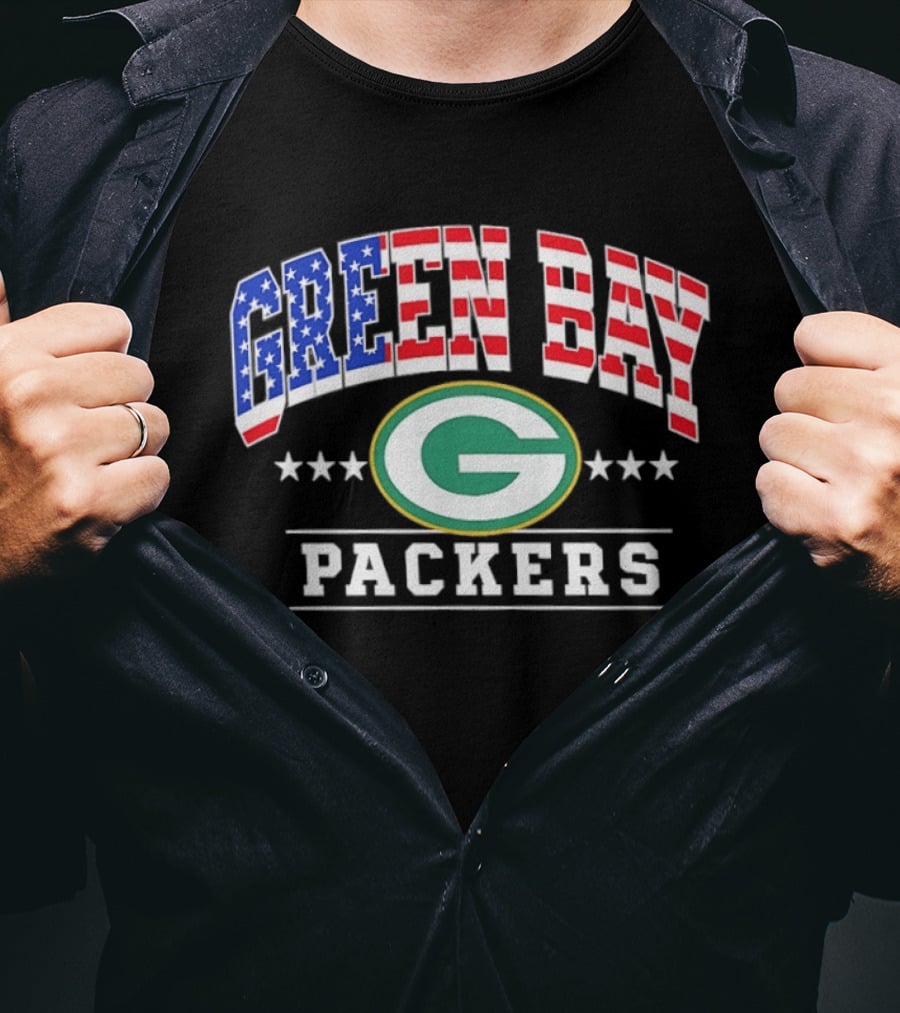 Green Bay Packers 1776 2026 250 Years 4th Of July American Flag T-Shirt