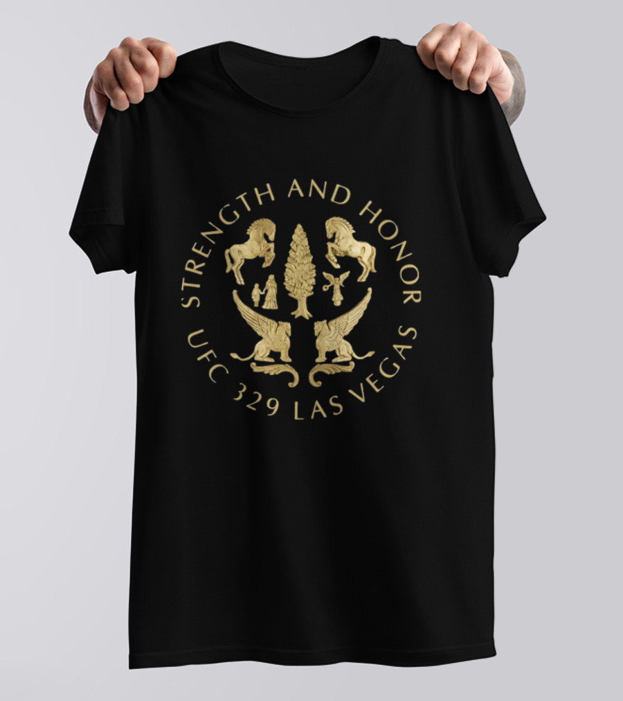 UFC 329 Las Vegas Strength And Honor Gladiator Symbolism T-Shirt