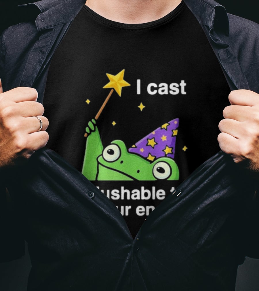 I Cast Unflushable Turd Upon Ur Enemies Frog Wizard Wand Stars Purple Hat T-Shirt