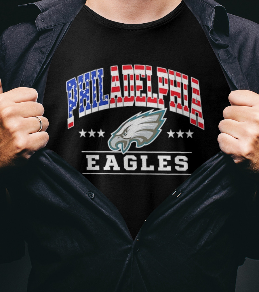 Philadelphia Eagles 1776 2026 250 Years 4th Of July American Flag Stars T-Shirt