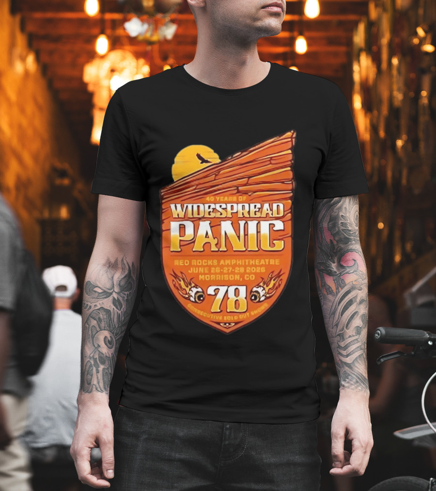 40 Years Of Widespread Panic Red Rocks Amphitheatre June 26 28 2026 Morrison Colorado 78 Consecutive Sold Out Shows T-Shirt