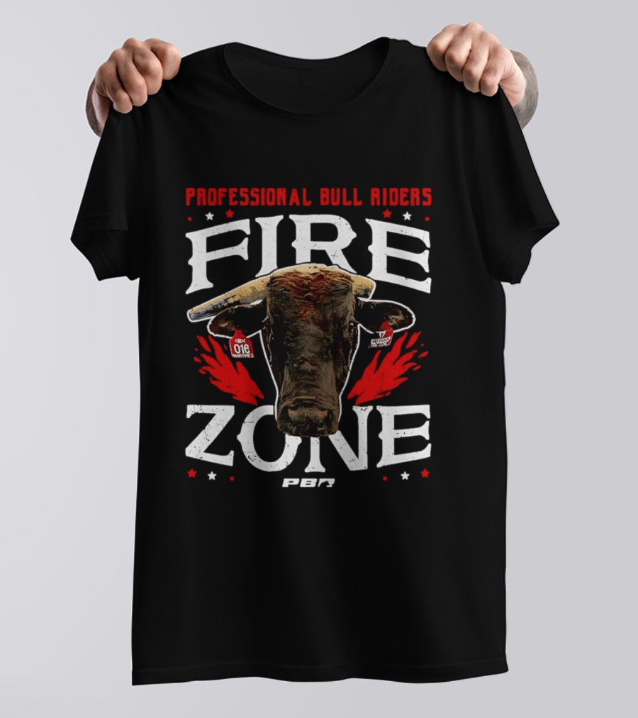 Professional Bull Riders Fire Zone PBR Bull Head OTE Blood Red T-Shirt
