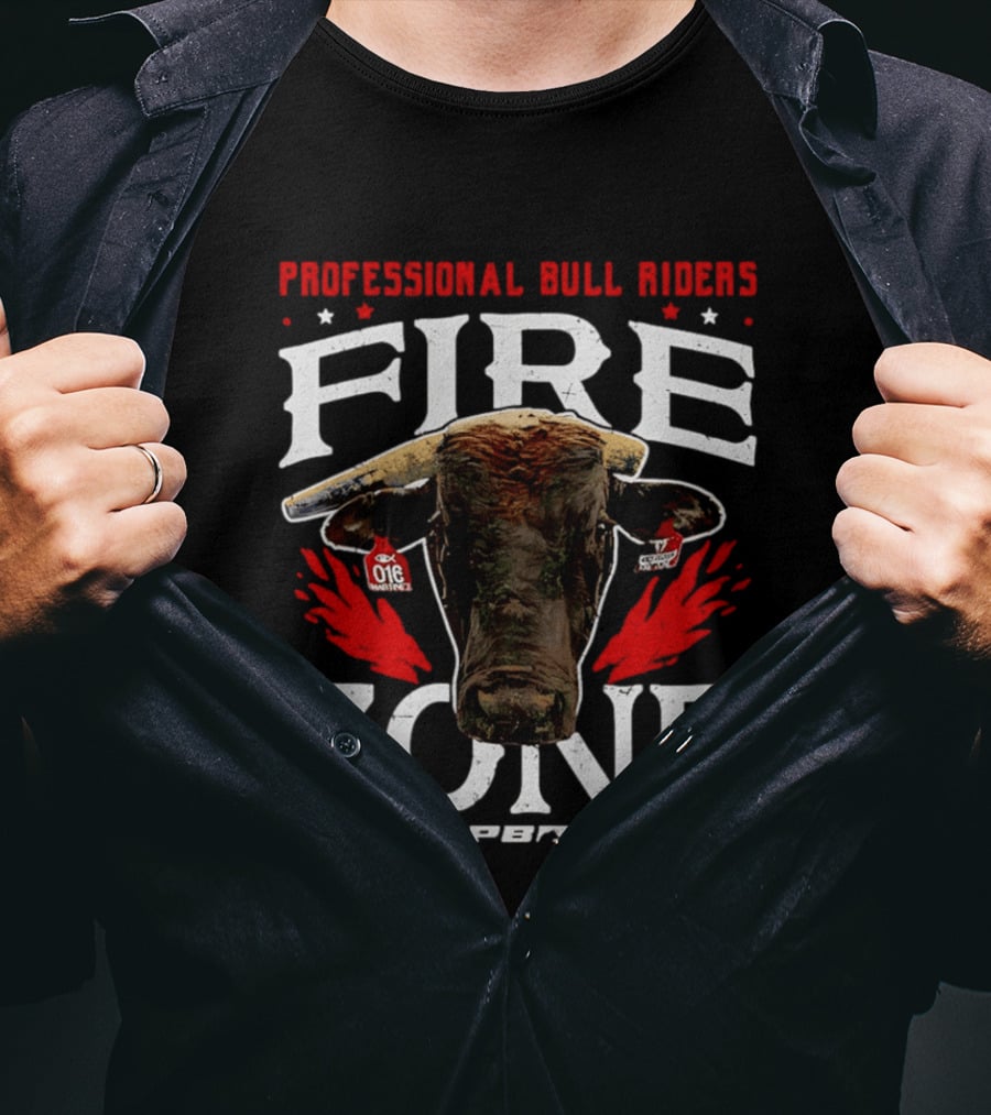 Professional Bull Riders Fire Zone PBR Bull Head OTE Blood Red T-Shirt