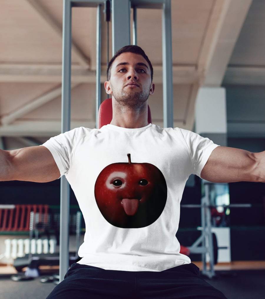 Apple Sticking Out Tongue Funny Fruit Face T-Shirt