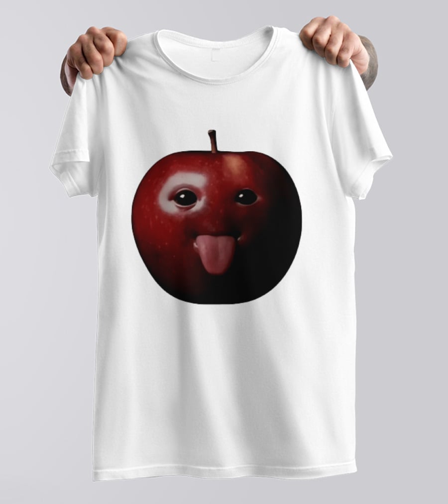 Apple Sticking Out Tongue Funny Fruit Face T-Shirt