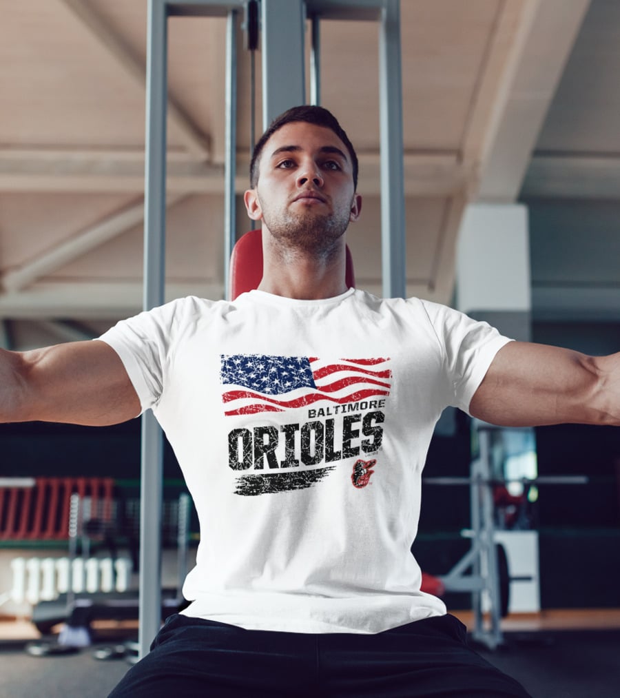Baltimore Orioles 4th Of July Waving American Flag 250th Anniversary Celebration T-Shirt