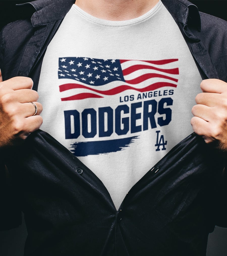 Los Angeles Dodgers Waving Flag LA Dodgers Starter Baseball Team T-Shirt
