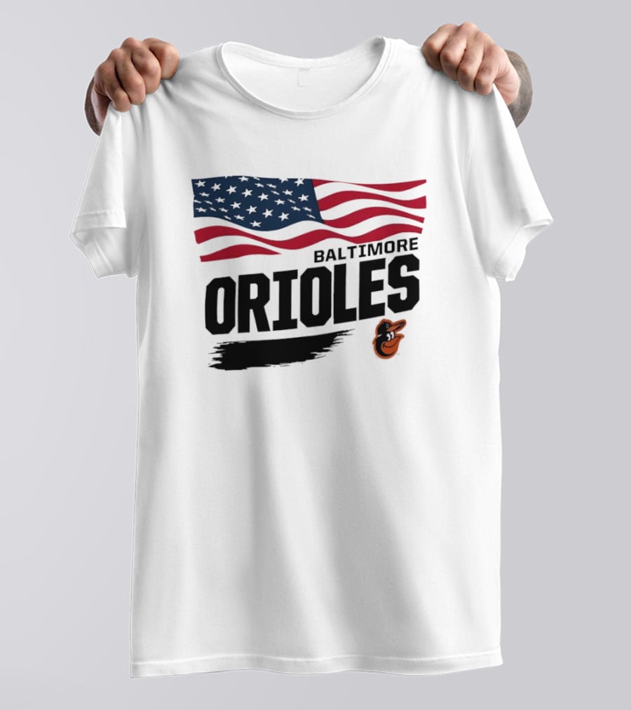 Baltimore Orioles American Flag MLB Team T-Shirt