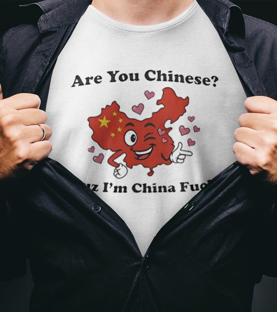 China Map Are You Chinese Cuz I'm China With Winking Face And Hearts T-Shirt