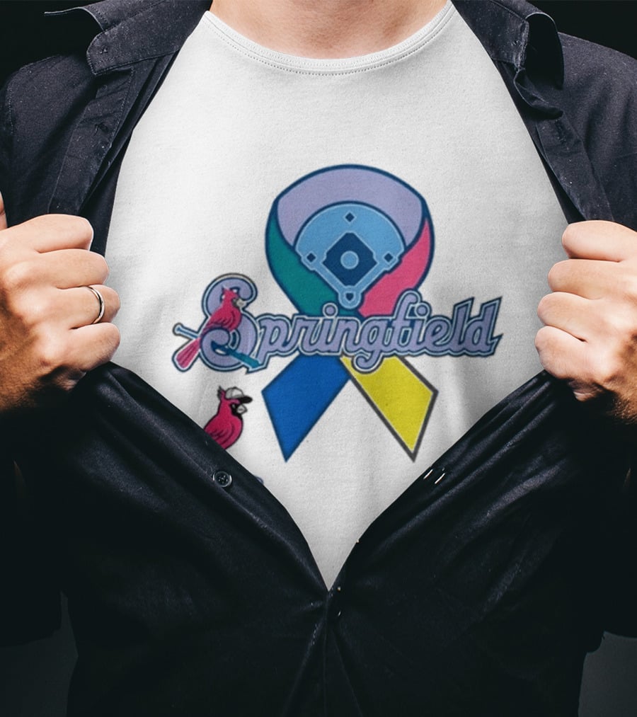 Springfield Cardinals Awareness Ribbon Baseball Team Unity T-Shirt