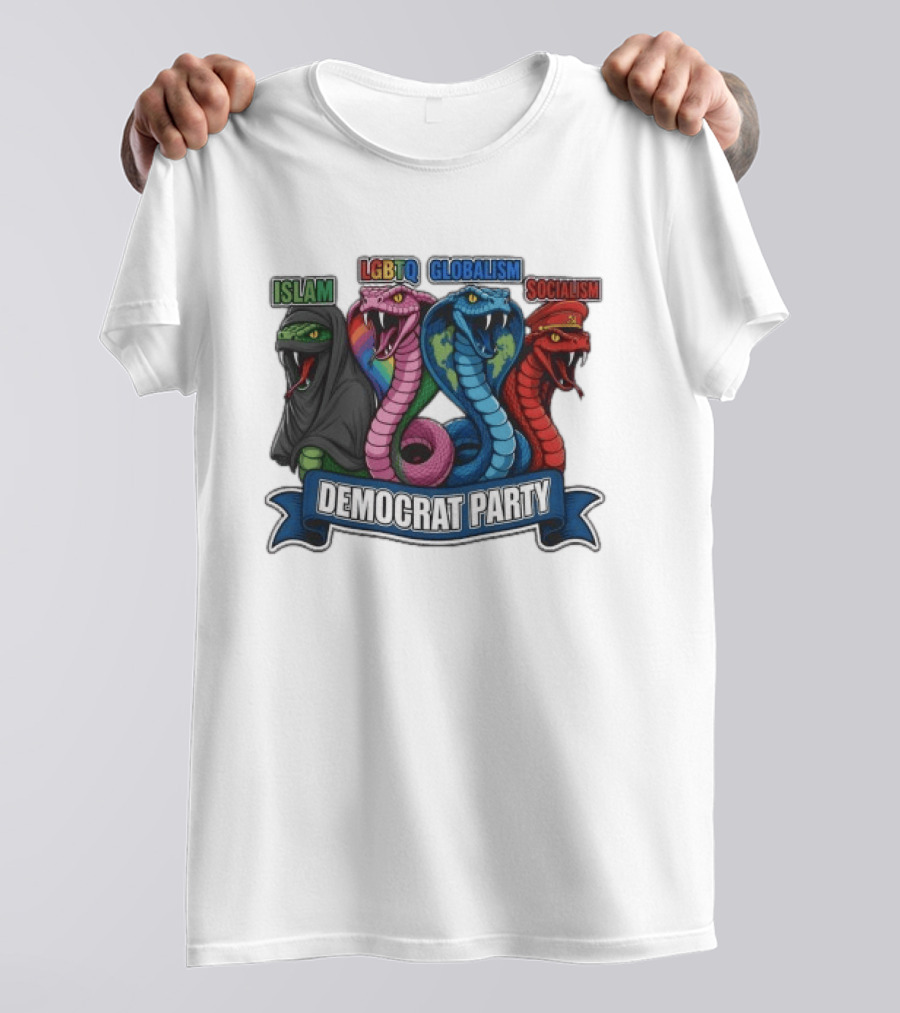 Islam LGBTQ Globalism Socialism Democrat Party Cobra Banner T-Shirt