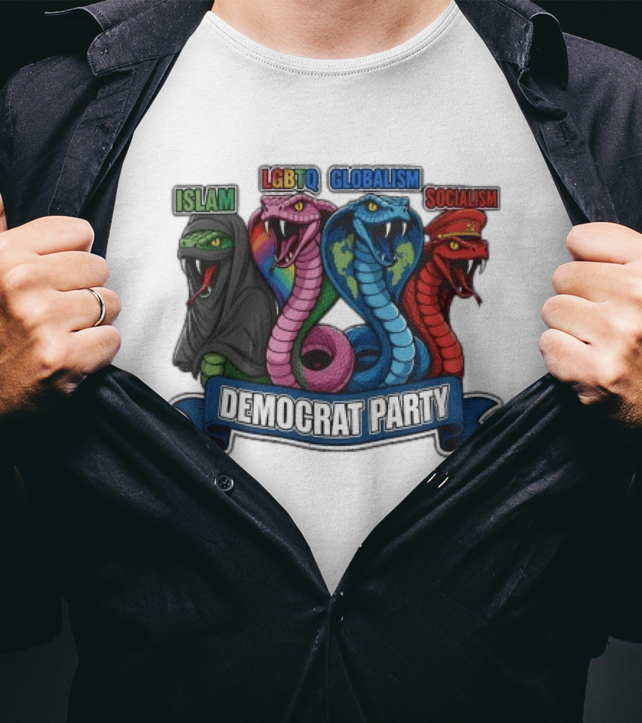 Islam LGBTQ Globalism Socialism Democrat Party Cobra Banner T-Shirt