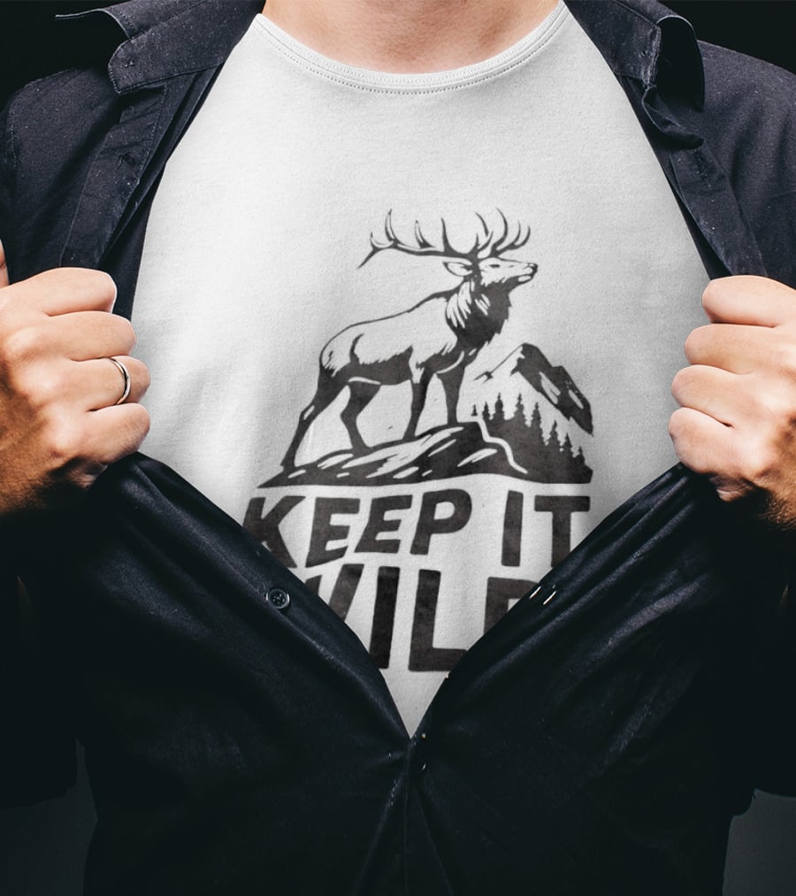 Keep It Wild Elk Mountain Forest Wildlife Conservation T-Shirt