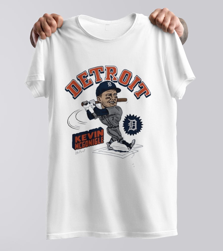 Detroit Kevin McGonigle Tigers Baseball Player Caricature T-Shirt