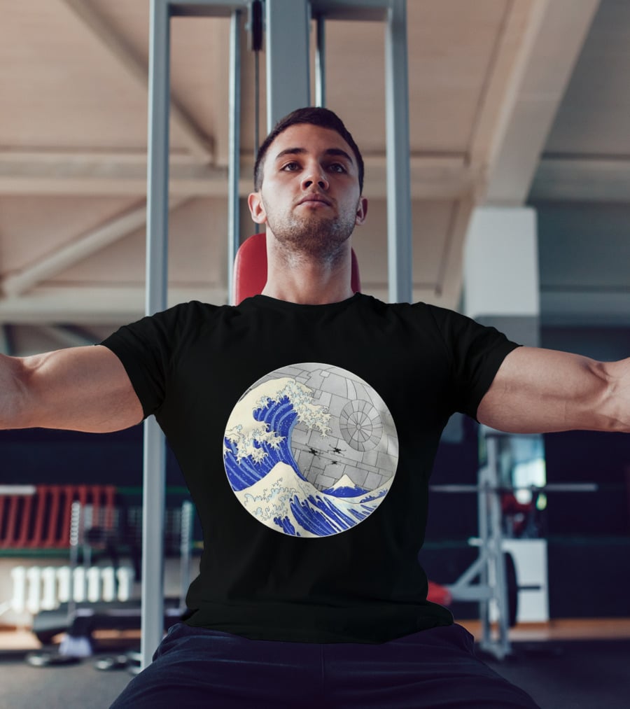 The Great Wave Off Kanagawa Meets Death Star Star Wars T-Shirt