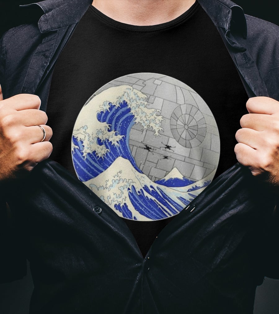 The Great Wave Off Kanagawa Meets Death Star Star Wars T-Shirt