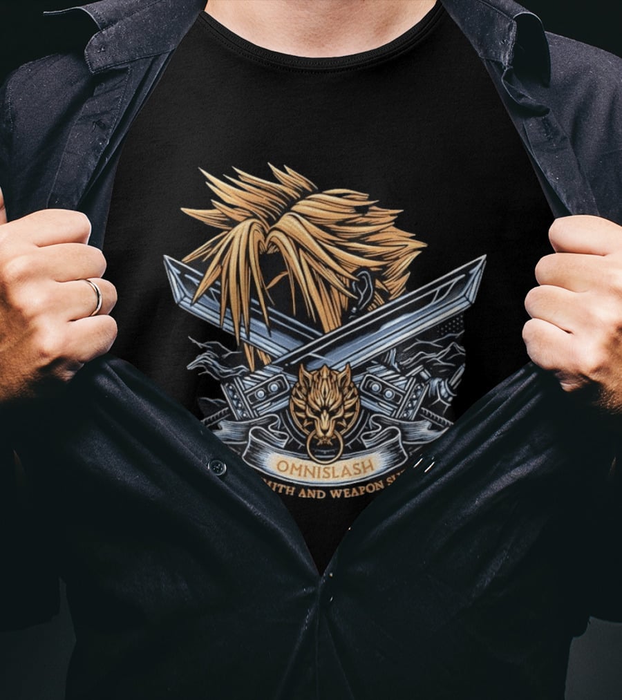 Cloud Strife Omnislash Swordsmith And Weapon Supplies Final Fantasy T-Shirt