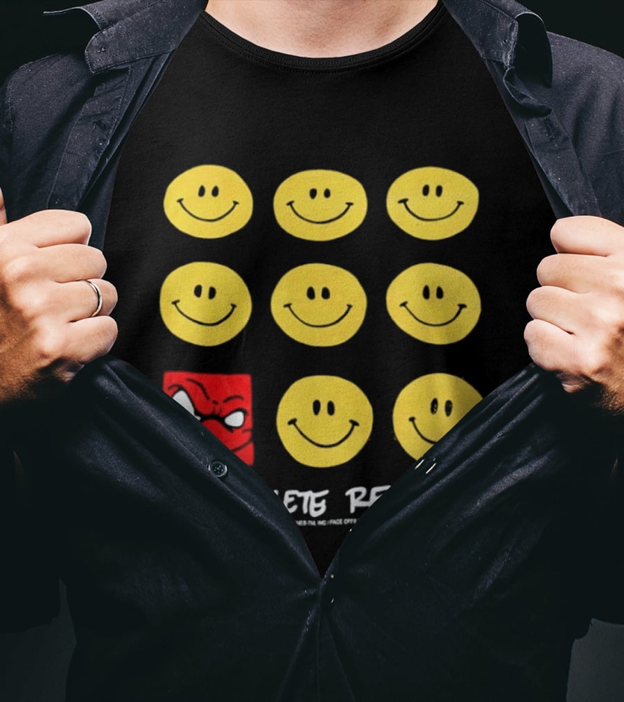 Complete Rebel Smiley Faces Red Square T-Shirt