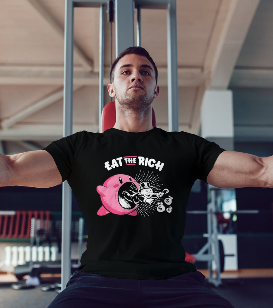 Eat The Rich Kirby Devours Rich Uncle Pennybags Dollar Signs T-Shirt