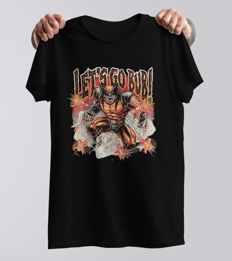Wolverine Let's Go Bub Retro Comic Style Fierce Action Scene T-Shirt