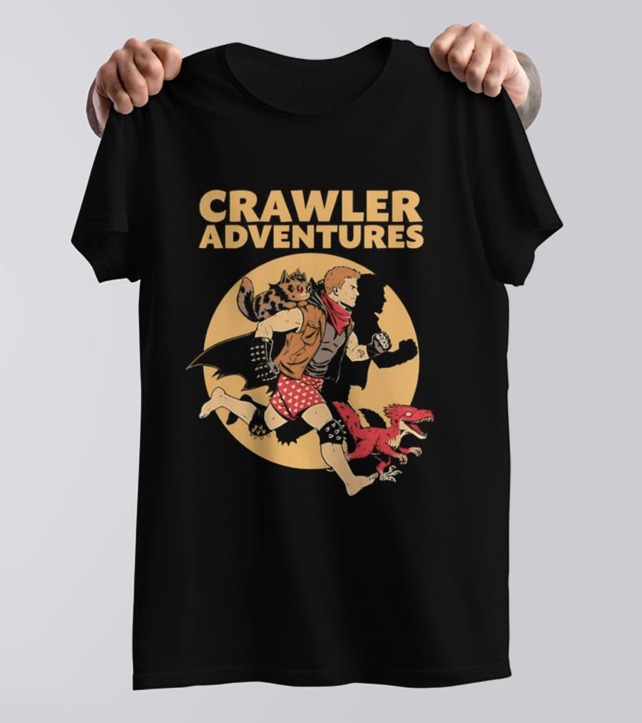 Crawler Adventures Running Man And Dinosaur T-Shirt