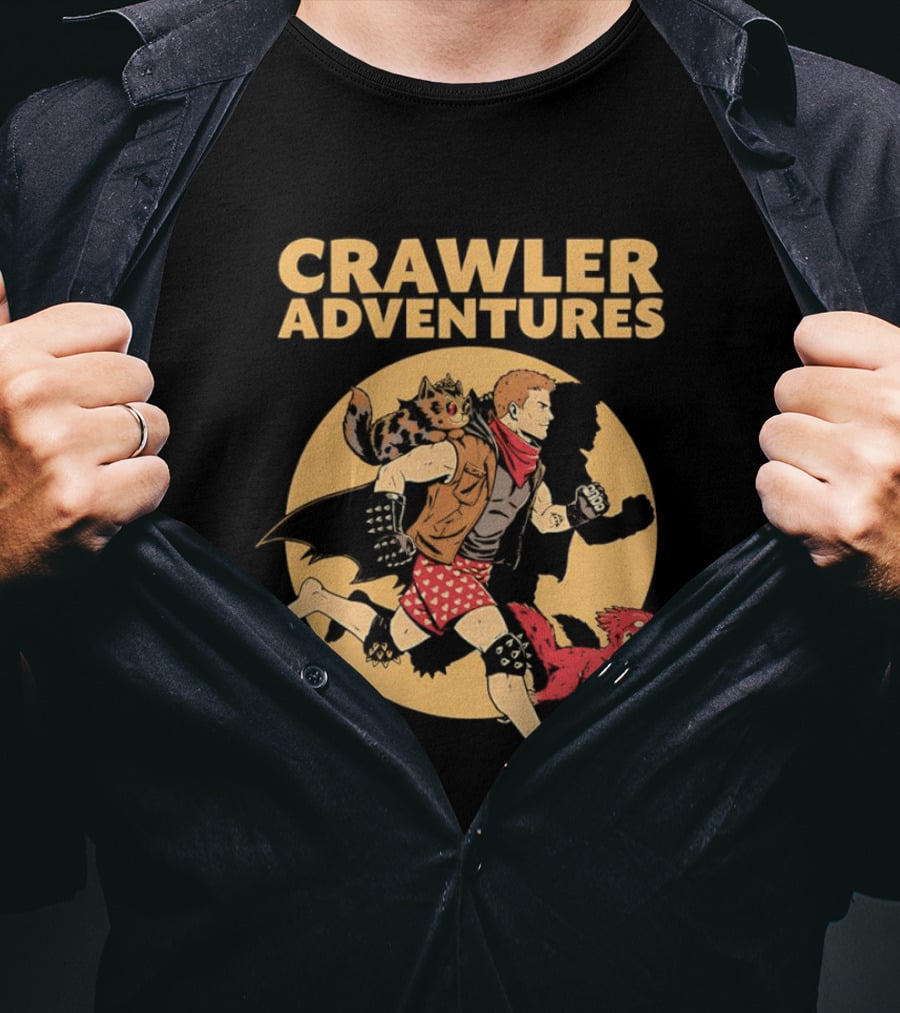 Crawler Adventures Running Man And Dinosaur T-Shirt