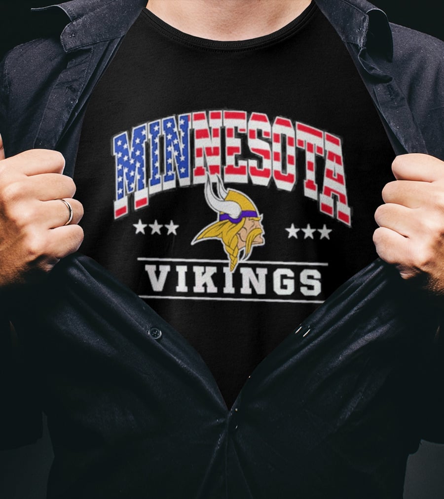 Minnesota Vikings Americana 250th Anniversary Stars And Stripes T-Shirt