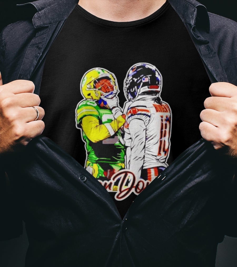 Aaron Rodgers Green Bay Packers Versus Luther Burden III Chicago Bears Bear Down Rivalry T-Shirt