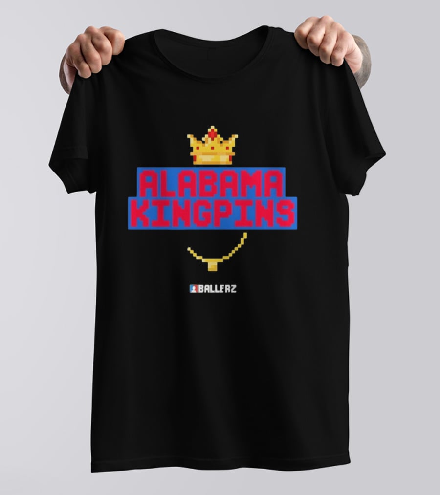 Alabama Kingpins Crown Necklace Ballerz Iconic 8 Bit T-Shirt