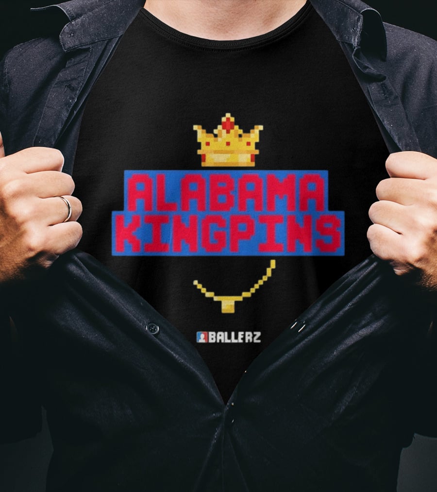 Alabama Kingpins Crown Necklace Ballerz Iconic 8 Bit T-Shirt