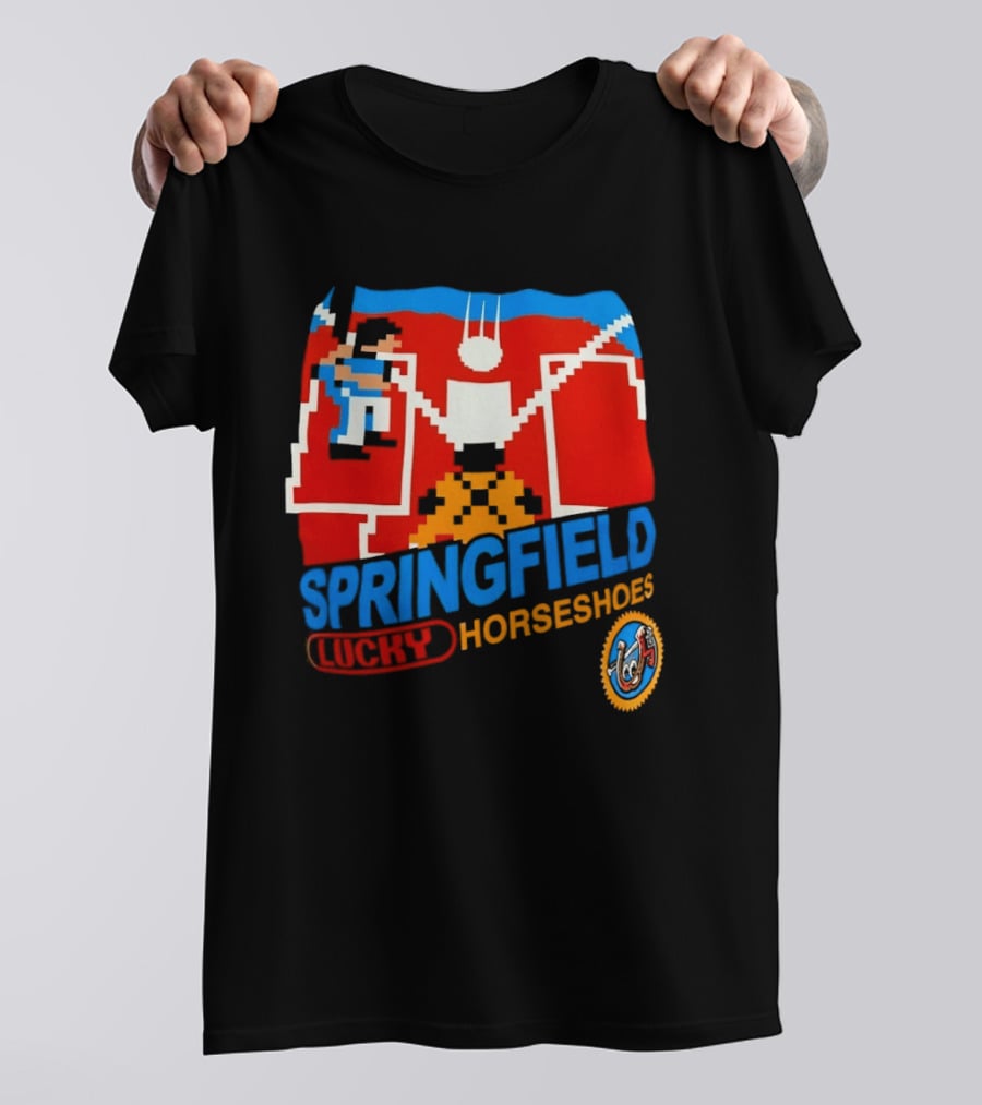 Springfield Lucky Horseshoes The Simpsons Video Game Styled Crest T-Shirt
